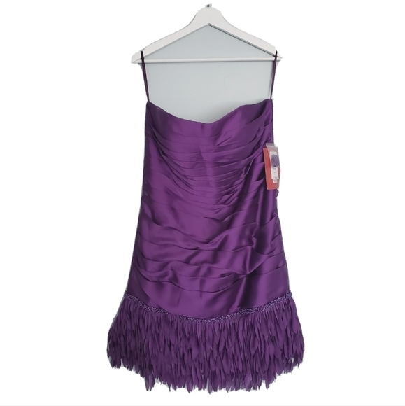 NEW JS Collections Purple Dress Beaded Frayed Hem - Picture 3 of 7